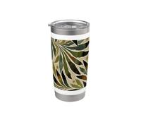 Leaf Design Fern Abstract Nature Pattern Moss Green Stainless Steel Insulated Tumbler