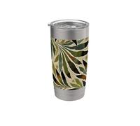 Leaf Design Fern Abstract Nature Pattern Moss Green Stainless Steel Insulated Tumbler