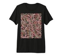 Leaf Design Fern Abstract Nature Pattern Pink Red Premium T-Shirt