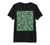 Leaf Design Fern Abstract Nature Pattern Teal Green Premium T-Shirt