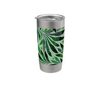 Leaf Design Fern Abstract Nature Pattern Teal Green Stainless Steel Insulated Tumbler