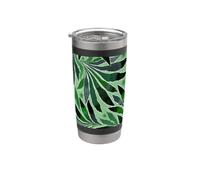 Leaf Design Fern Abstract Nature Pattern Teal Green Stainless Steel Insulated Tumbler