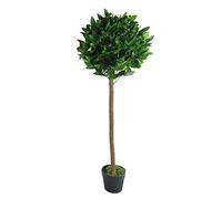 Leaf 120Cm (4Ft) Plain Natural Trunk Artificial Topiary Bay Laurel Ball Tree