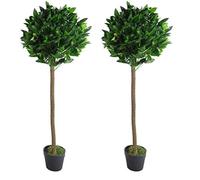 Leaf Design UK Artificial Bay Laurel Topiary Ball Tree, Green, 120cm (4ft) (Pack of 2)