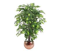 Leaf Design UK Artificial Realistic Potted House Plants, 90 cm, Green Bushy Ficus - Copper
