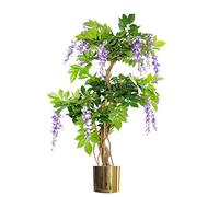 110cm Artificial Purple Wisteria Tree with Gold Metal Planter