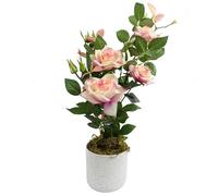 Leaf Design UK Realistic Artificial Flower Plant Tree, 50cm Pink Rose