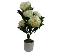Leaf Design UK Realistic Artificial Flower Plant Tree, 55cm White Peony