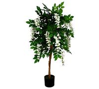 Leaf Artificial 130Cm Luxury Artificial Wisteria Tree White Flowers - Premium Range, Green