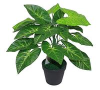 Leaf Design UK Realistic Large Artificial Foliage Plant with Pot, 45cm, Dark Taro
