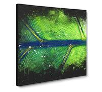 Leaf Detail Paint Splash Canvas Print | Gallery Wrapped 30mm Frame Wall Art | 20x20 inches | Ready to Hang | Modern Floral Picture | Living Room Bedroom Lounge Office