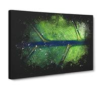 Leaf Detail Paint Splash Canvas Print | Gallery Wrapped 30mm Frame Wall Art | 30x20 inches | Ready to Hang | Modern Floral Picture | Living Room Bedroom Lounge Office