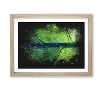 Leaf Detail Paint Splash Modern Art Framed Print | A4 Oak Framed Wall Art | Ready to Hang | Modern Floral Picture | Living Room Bedroom Lounge Office