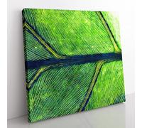 Leaf Detail Painting Modern Canvas Wall Art Print Ready to Hang, Framed Picture for Living Room Bedroom Home Office Décor, 50x50 cm (20x20 Inch)