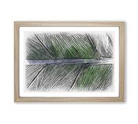 Leaf Detail Sketch Framed Print | A2 Oak Framed Wall Art | Ready to Hang | Modern Floral Picture | Living Room Bedroom Lounge Office