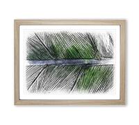 Leaf Detail Sketch Modern Art Framed Print | A3 Oak Framed Wall Art | Ready to Hang | Modern Floral Picture | Living Room Bedroom Lounge Office