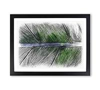 Leaf Detail Sketch Modern Art Framed Wall Art Print, Ready to Hang Picture for Living Room Bedroom Home Office Décor, Black A2 (64 x 46 cm)