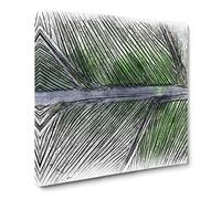Leaf Detail Sketch Modern Canvas Wall Art Print Ready to Hang, Framed Picture for Living Room Bedroom Home Office Décor, 14x14 Inch (35x35 cm)