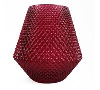 Leaf Diamond Embossed Pink Glass Vase 23cm Leaf Pink
