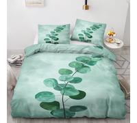 Leaf Double Duvet Cover Set, Botanical Bedding Sets 3 Piece - Ultra Soft Microfiber Reversible Quilt Cover with Zip & Ties, 2 Pillowcases, Easy Care Bed Set &650