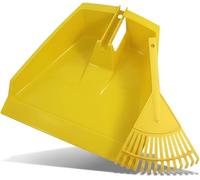 Leaf Dustpan Rake Set | Garden Grass Cutting Weed Scoop Pan with Hand Brush - Large Plastic Dustpan for Collecting Leaves, Dirt and Garden Waste