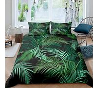 Leaf Duvet Cover Palm Tree Bedding Set for Kids Boys Girls Green Tropical Leaves Home Decoration Comforter Cover Botanical Bedspread Cover Bedroom Collection 3Pcs King Size