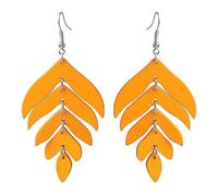 Leaf Earrings for Women Handmade Lightweight Wooden Leaf Earring Leaf Drop Dangle Earrings Bohemian Nature Leaf Dangle Earrings Jewelry Gifts, Zinc, No Gemstone