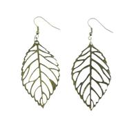 Leaf Earrings Miniblings Leaves Tree Nature Plant Bronze L 55Mm