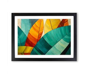 Leaf Geometric Framed Print | A2 Black Framed Wall Art | Ready to Hang | Modern Floral Picture | Living Room Bedroom Lounge Office