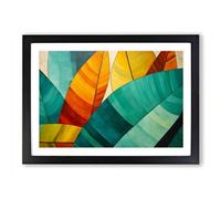 Leaf Geometric Framed Wall Art Print, Ready to Hang Picture for Living Room Bedroom Home Office, Black A2 (66 x 48 cm)