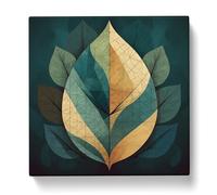 Leaf Geometric No.2 Canvas Print for Living Room Bedroom Home Office Décor, Wall Art Picture Ready to Hang, 20x20 Inch (50x50 cm)