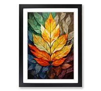 Leaf Geometric No.2 Framed Print | A2 Black Framed Wall Art | Ready to Hang | Modern Floral Picture | Living Room Bedroom Lounge Office