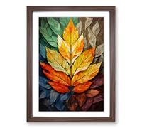 Leaf Geometric No.2 Framed Wall Art Print, Ready to Hang Picture for Living Room Bedroom Home Office, Walnut A2 (48 x 66 cm)