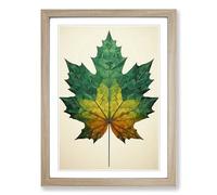 Leaf Geometric No.3 Framed Print | A2 Oak Framed Wall Art | Ready to Hang | Modern Floral Picture | Living Room Bedroom Lounge Office