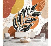Leaf Geometric Wall Mural for Living Room Bedroom - Modern Abstract Botanical Wall Mural, Non-Woven Wall Art, Wallpaper for Kids Nursery Playroom Wall Art Decor 400 x 280 cm