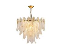 Leaf Glass Led Chandelier Luxury Pendant Lamp Compatible with Bedroom Living Room Restaurant Villa Ceiling Light,Modern