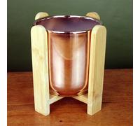 Leaf Gold Ceramic Planter with Bamboo Stand Plant Pot Botanik Leaf Gold
