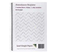 Leaf Graph A4 Attendance Register, School Class Mark Wirebound Book, 50 Pages, White