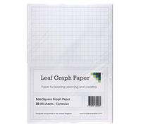 Leaf Graph A4 Graph Paper, 10mm (1cm) Squared Grid, 30-Leaf Pack, Lined for Mathematics and Science
