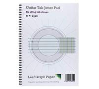 Leaf Graph A4 Guitar Tablature Manuscript Book, 6-String Tab Staves, Wirebound, 50 Pages (25 Leaves)