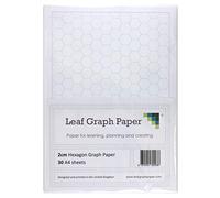 Leaf Graph A4 Hexagonal Graph Paper, 20mm (2cm) Spacing, 30 Leaf Pack, Hex Grid for Organic Chemistry and Gaming