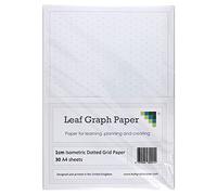 Leaf Graph A4 Isometric Dotted Grid Paper, 10mm (1cm) Spacing, 30 Leaf Pack for Technical Drawing and Sketching