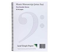 Leaf Graph A4 Music Manuscript Paper, 5 Double Staves, 50 Pages, Double Stave/Staff Wirebound Book for Composers and Students