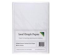 Leaf Graph A4 Square Grid Paper, 5mm (0.5cm) Spacing, 30 Leaf Pack, Grey Dotted Grid for Writing, Drawing, and Bullet Journaling