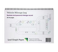 Leaf Graph A4 Vehicle Mileage Log Book, Wirebound, 50 Pages, Business and Personal Tax Record, Blue