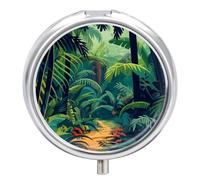 Leaf Green Tree Pill Case Box with 3 Compartment Medicine Vitamin Organizer for Purse Pocket 5x5cm