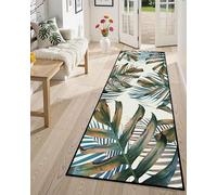Leaf Hallway Runner Rug,60x180cm, Modern Palm Leaf Burnt Monstera Entrance Long Area Rug, Summer Rainforest Leaf Pattern Rugs, Non-Slip Washable Kitchen Rugs Runner for Living Room Bedroom Office