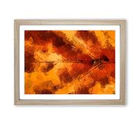 Leaf In The Autumn In Abstract Modern Art Framed Print | A3 Oak Framed Wall Art | Ready to Hang | Abstract Floral Picture | Living Room Bedroom Lounge Office