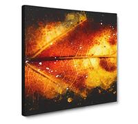Leaf in the Autumn Paint Splash Canvas Print | Gallery Wrapped 30mm Frame Wall Art | 20x20 inches | Ready to Hang | Modern Floral Picture | Living Room Bedroom Lounge Office