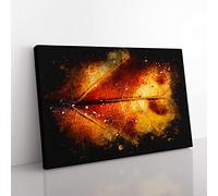 Leaf In The Autumn Paint Splash Modern Art Canvas Wall Art Print Ready to Hang, Framed Picture for Living Room Bedroom Home Office Décor, 76x50 cm (30x20 Inch)